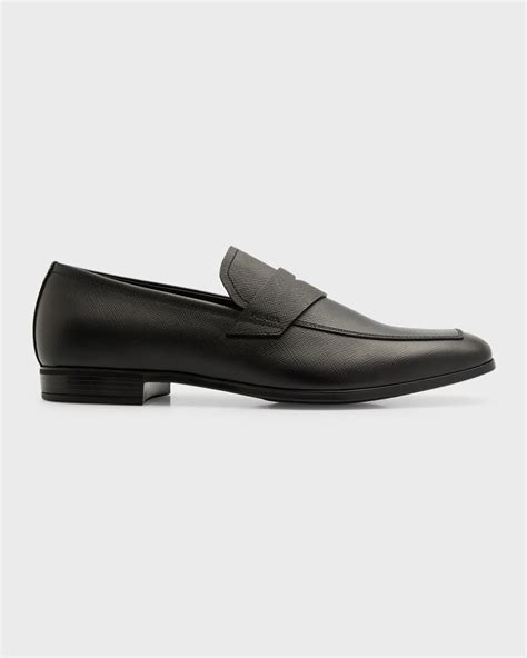 prada logo plaque penny loafers|prada saffiano leather penny loafer.